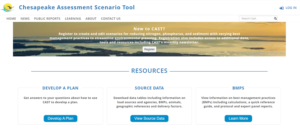 Screenshot of Chesapeake Assessment and Scenario Tool (CAST) website
